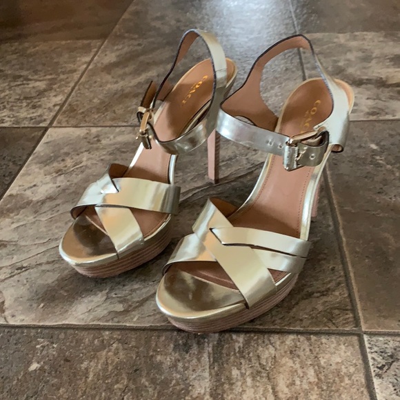 Coach Shoes - Coach gold heels
